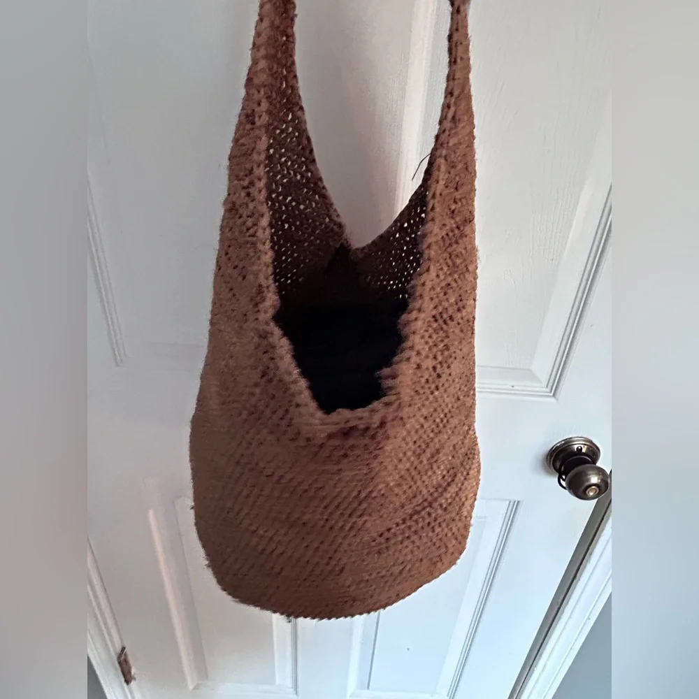 Woven Straw Tote Bag in Brown - Picture 3 of 10